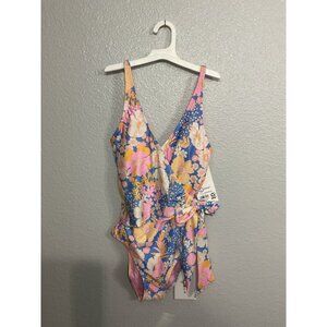 Member’s Mark Ladies One-piece Pink Floral Swimsuit With Side Tie Sz XS NWT